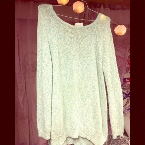 Hinge open back sweater from Nordstrom teal junior - Picture 1 of 8